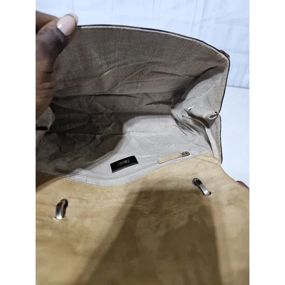 Fendi Silvana Bag Leather with Pequin Striped Canvas Brown - Picture 12 of 12